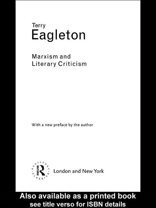 Title details for Marxism and Literary Criticism by Terry Eagleton - Available